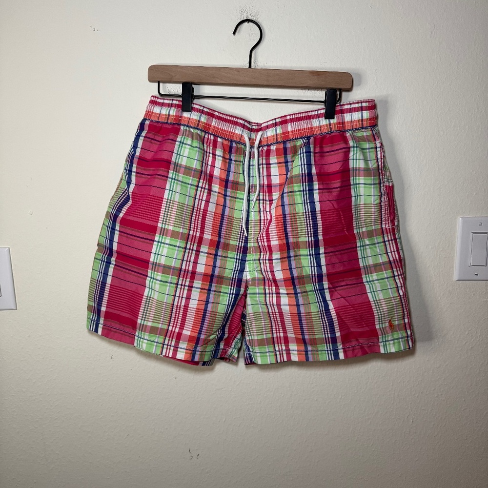 Polo Ralph Lauren Swim Trunks Men's LG Multicolor Plaid 5" Preppy Summer